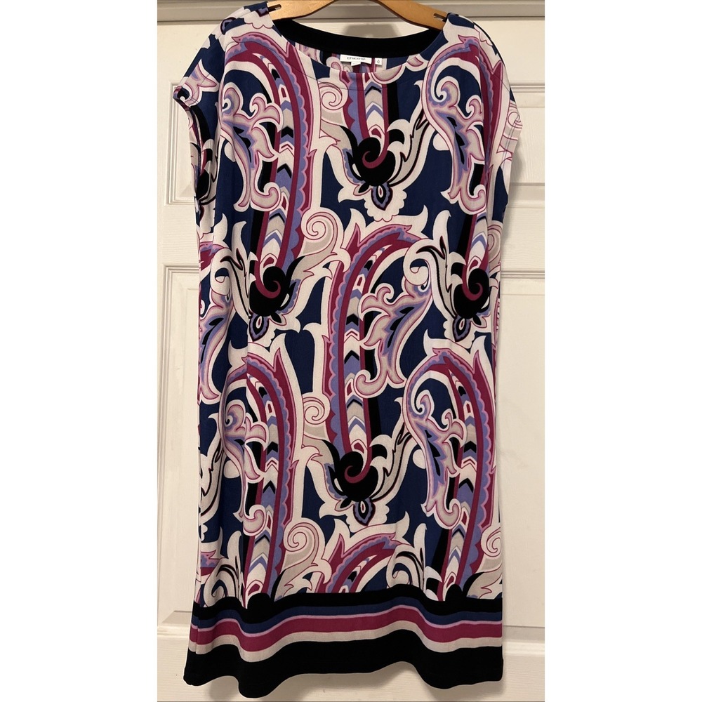 Chicos Travelers Paisley Cap Sleeved Dress Size XL (3) Easy Care Travel Boho